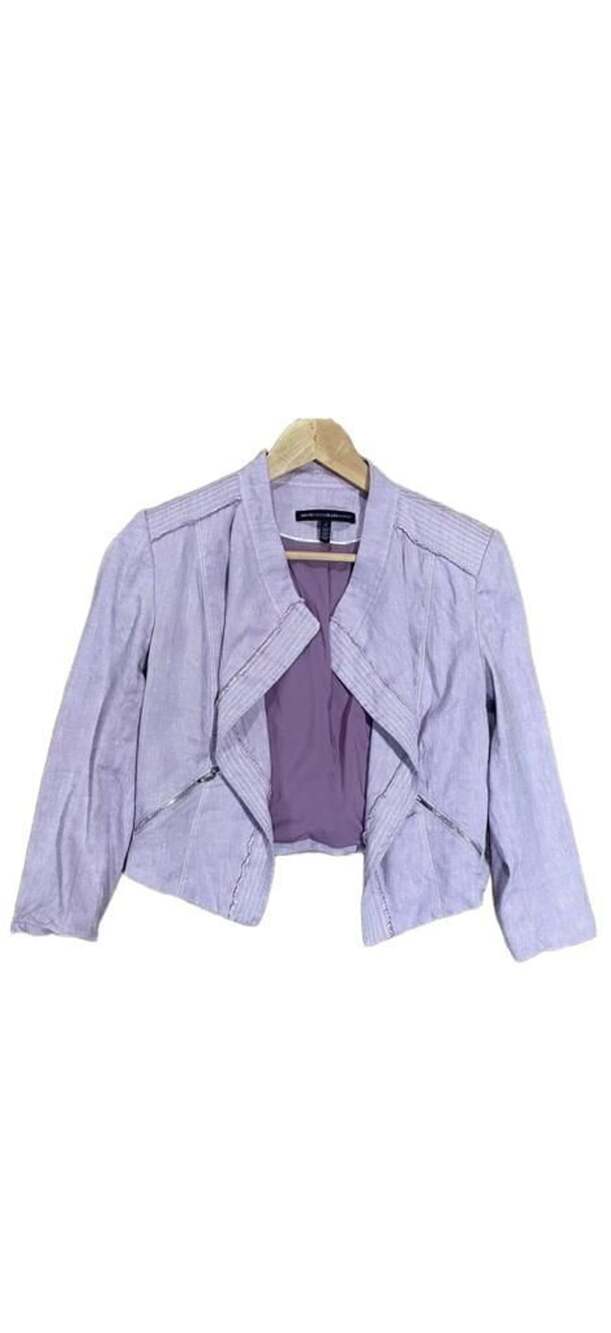 NWOT White House Black Market Women’s Jacket Purple Linen Moto Cropped 4P